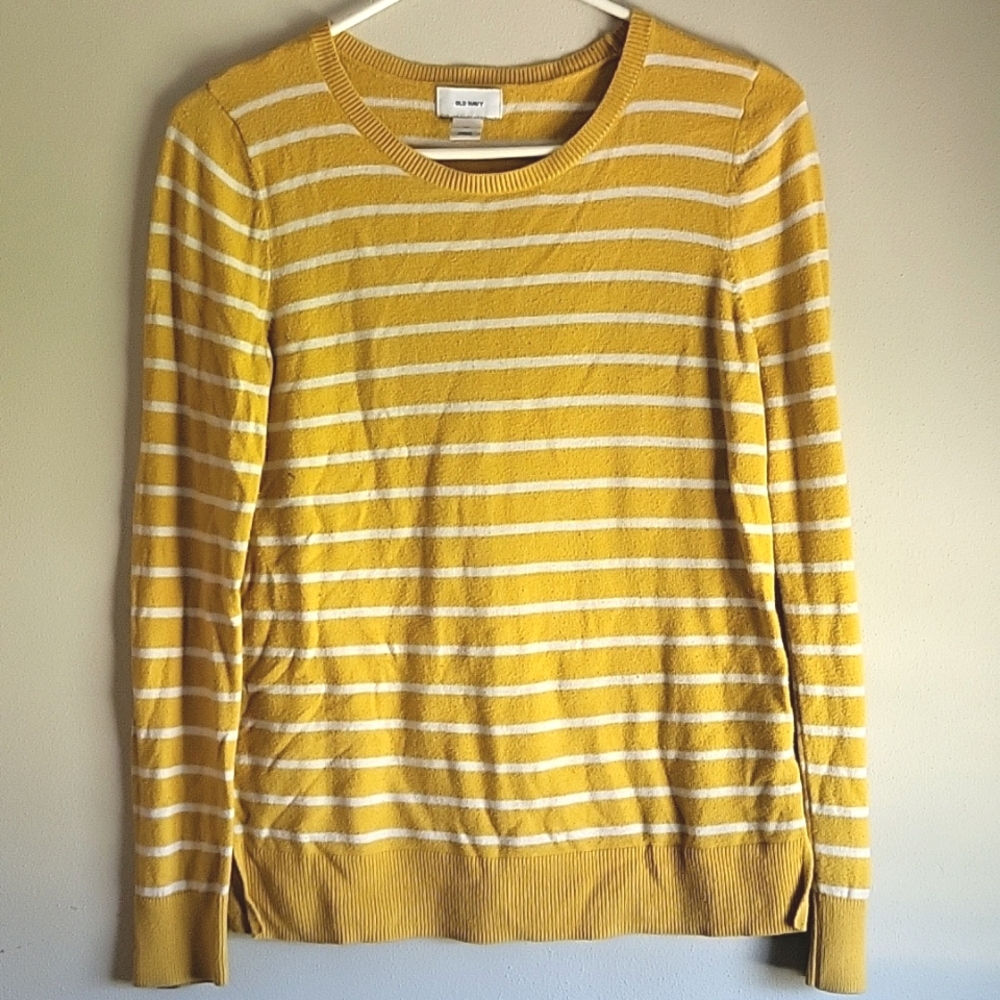 Old Navy Yellow Stripped Crew Long Sleeve size XS